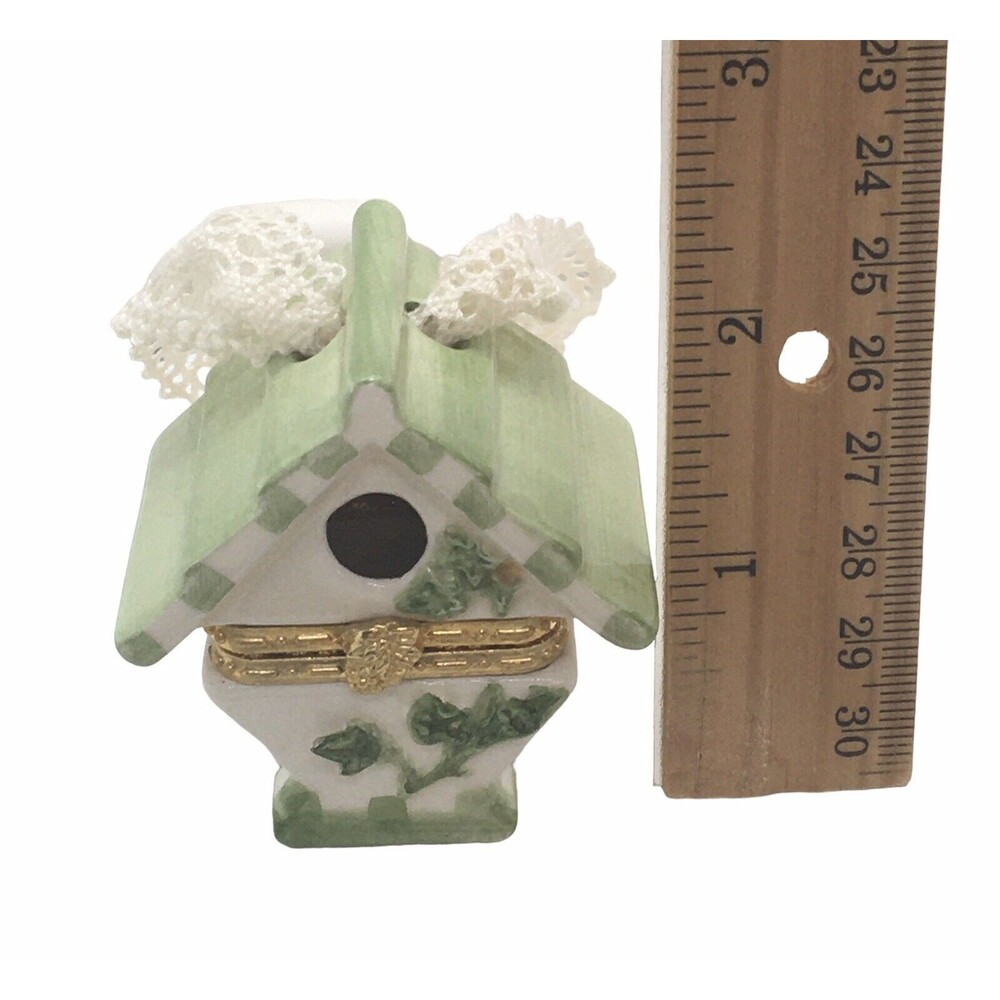 Vintage Birdhouse Hinged Jewelry/Trinket/Gift‎ Box Ornament Butterfly Cottage - Picture 11 of 12